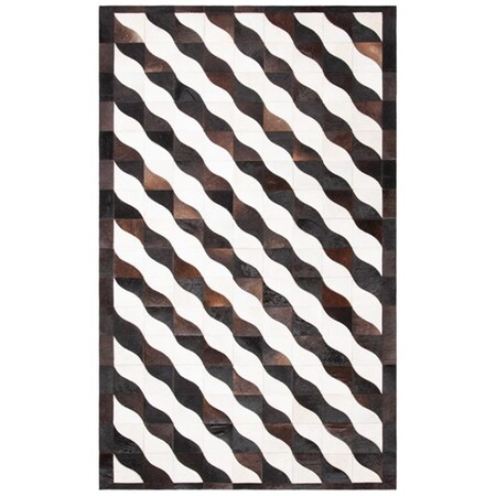 Safavieh 5 x 8 ft. Studio Leather 801Z Hand Woven Rectangle Area Rug Black & Ivory STL801Z-5